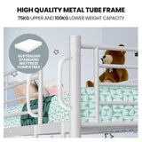Darrahopens Furniture > Bedroom > Beds & Bed Frames KINGSTON SLUMBER 2in1 King Single Metal Bunk Bed Frame, with Modular Design, Matte White