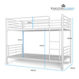 Darrahopens Furniture > Bedroom > Beds & Bed Frames KINGSTON SLUMBER 2in1 Single Metal Bunk Bed Frame, with Modular Design, Matte White