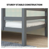 Darrahopens Furniture > Bedroom > Beds & Bed Frames KINGSTON SLUMBER Single Bunk Bed Frame, Solid Pine 2-in-1 Modular Design, Converts to 2 Single Beds, For Kids, Grey