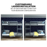Darrahopens Furniture > Bedroom > Beds & Bed Frames KINGSTON SLUMBER Single Bunk Bed Frame, Solid Pine 2-in-1 Modular Design, Converts to 2 Single Beds, For Kids, Grey