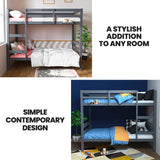 Darrahopens Furniture > Bedroom > Beds & Bed Frames KINGSTON SLUMBER Single Bunk Bed Frame, Solid Pine 2-in-1 Modular Design, Converts to 2 Single Beds, For Kids, Grey