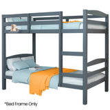 Darrahopens Furniture > Bedroom > Beds & Bed Frames KINGSTON SLUMBER Single Bunk Bed Frame, Solid Pine 2-in-1 Modular Design, Converts to 2 Single Beds, For Kids, Grey