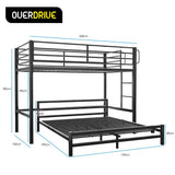 Darrahopens Furniture > Bedroom > Beds & Bed Frames KINGSTON SLUMBER Single Loft Bed And Double Underbed, Multifunctional, Space Saving with Fixed Ladder, Matte Dark Grey