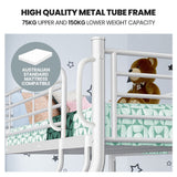 Darrahopens Furniture > Bedroom > Beds & Bed Frames KINGSTON SLUMBER Single over Double Metal Bunk Bed Frame, Matte White
