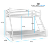 Darrahopens Furniture > Bedroom > Beds & Bed Frames KINGSTON SLUMBER Single over Double Metal Bunk Bed Frame, Matte White