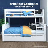 Darrahopens Furniture > Bedroom > Beds & Bed Frames Kingston Slumber Single Over Double Wooden Bunk Bed Frame, Triple Solid Pine 2-in-1 Modular Design, Converts to 2 Beds, For Kids, White