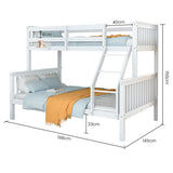 Darrahopens Furniture > Bedroom > Beds & Bed Frames Kingston Slumber Single Over Double Wooden Bunk Bed Frame, Triple Solid Pine 2-in-1 Modular Design, Converts to 2 Beds, For Kids, White