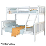 Darrahopens Furniture > Bedroom > Beds & Bed Frames Kingston Slumber Single Over Double Wooden Bunk Bed Frame, Triple Solid Pine 2-in-1 Modular Design, Converts to 2 Beds, For Kids, White