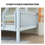 Darrahopens Furniture > Bedroom > Beds & Bed Frames Kingston Slumber Single Over Double Wooden Bunk Bed Frame, Triple Solid Pine 2-in-1 Modular Design, Converts to 2 Beds, For Kids, White
