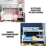 Darrahopens Furniture > Bedroom > Beds & Bed Frames Kingston Slumber Single Over Double Wooden Bunk Bed Frame, Triple Solid Pine 2-in-1 Modular Design, Converts to 2 Beds, For Kids, White