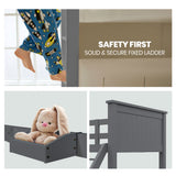 Darrahopens Furniture > Bedroom > Beds & Bed Frames Kingston Slumber Triple Wooden Single Over Double Bunk Bed Frame for Kids, Convertible Design, Grey