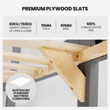 Darrahopens Furniture > Bedroom > Beds & Bed Frames Kingston Slumber Triple Wooden Single Over Double Bunk Bed Frame for Kids, Convertible Design, Grey