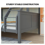 Darrahopens Furniture > Bedroom > Beds & Bed Frames Kingston Slumber Triple Wooden Single Over Double Bunk Bed Frame for Kids, Convertible Design, Grey
