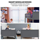 Darrahopens Furniture > Bedroom > Beds & Bed Frames Kingston Slumber Triple Wooden Single Over Double Bunk Bed Frame for Kids, Convertible Design, Grey