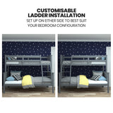 Darrahopens Furniture > Bedroom > Beds & Bed Frames Kingston Slumber Triple Wooden Single Over Double Bunk Bed Frame for Kids, Convertible Design, Grey