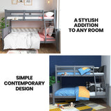 Darrahopens Furniture > Bedroom > Beds & Bed Frames Kingston Slumber Triple Wooden Single Over Double Bunk Bed Frame for Kids, Convertible Design, Grey