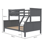 Darrahopens Furniture > Bedroom > Beds & Bed Frames Kingston Slumber Triple Wooden Single Over Double Bunk Bed Frame for Kids, Convertible Design, Grey