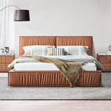 Darrahopens Furniture > Bedroom > Beds & Bed Frames Louis Queen Bed Frame PU leather KD Slat in Wooden Legs