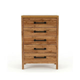 Darrahopens Furniture > Bedroom > Beds & Bed Frames Natural Timber Look Tallboy with 5 Spacious Drawers In Australia - Darrahopens