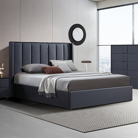 Darrahopens Furniture > Bedroom > Beds & Bed Frames Prado Gas Lift Queen Bed Frame Non-woven Fabric MDF KD Slats
