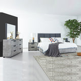 Darrahopens Furniture > Bedroom > Beds & Bed Frames Queen 4 Pcs Bedroom Suite with Dresser Fabric Upholstery MDF Combination of Black & Cement Colour
