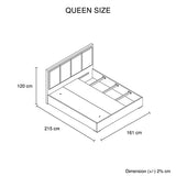 Darrahopens Furniture > Bedroom > Beds & Bed Frames Queen 4 Pcs Bedroom Suite with Tallboy Fabric Upholstery MDF Combination of Black & Cement Colour