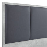 Darrahopens Furniture > Bedroom > Beds & Bed Frames Queen 4 Pcs Bedroom Suite with Tallboy Fabric Upholstery MDF Combination of Black & Cement Colour