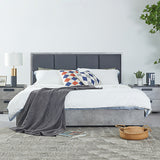 Darrahopens Furniture > Bedroom > Beds & Bed Frames Queen 4 Pcs Bedroom Suite with Tallboy Fabric Upholstery MDF Combination of Black & Cement Colour