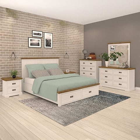 Darrahopens Furniture > Bedroom > Beds & Bed Frames Storage Bedroom Suite Drawers Miami White Colour in Queen In Australia - Darrahopens