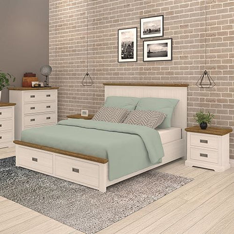 Darrahopens Furniture > Bedroom > Beds & Bed Frames Storage Bedroom Suite Drawers Miami White Colour with Tallboy in Queen In Australia - Darrahopens