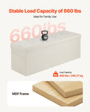 Darrahopens Furniture > Bedroom > Beds & Bed Frames VEVOR Foldable Storage Ottoman Bench, End of Bed Bench with Side Bags, Folding Upholstered Storage Chest Supports 660 lbs, Linen Bed Ottoman with Large Space for Living Room, Bedroom, Entryway, Beige