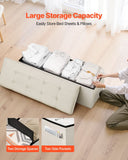 Darrahopens Furniture > Bedroom > Beds & Bed Frames VEVOR Foldable Storage Ottoman Bench, End of Bed Bench with Side Bags, Folding Upholstered Storage Chest Supports 660 lbs, Linen Bed Ottoman with Large Space for Living Room, Bedroom, Entryway, Beige