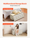 Darrahopens Furniture > Bedroom > Beds & Bed Frames VEVOR Foldable Storage Ottoman Bench, End of Bed Bench with Side Bags, Folding Upholstered Storage Chest Supports 660 lbs, Linen Bed Ottoman with Large Space for Living Room, Bedroom, Entryway, Beige