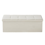 Darrahopens Furniture > Bedroom > Beds & Bed Frames VEVOR Foldable Storage Ottoman Bench, End of Bed Bench with Side Bags, Folding Upholstered Storage Chest Supports 660 lbs, Linen Bed Ottoman with Large Space for Living Room, Bedroom, Entryway, Beige