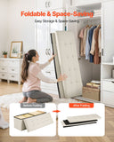 Darrahopens Furniture > Bedroom > Beds & Bed Frames VEVOR Foldable Storage Ottoman Bench, End of Bed Bench with Side Bags, Folding Upholstered Storage Chest Supports 660 lbs, Linen Bed Ottoman with Large Space for Living Room, Bedroom, Entryway, Beige