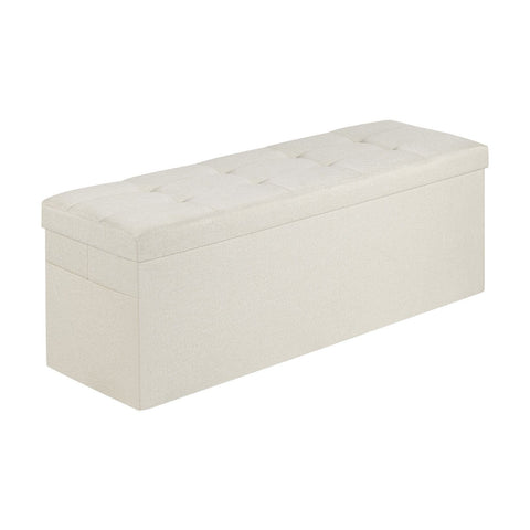 Darrahopens Furniture > Bedroom > Beds & Bed Frames VEVOR Foldable Storage Ottoman Bench, End of Bed Bench with Side Bags, Folding Upholstered Storage Chest Supports 660 lbs, Linen Bed Ottoman with Large Space for Living Room, Bedroom, Entryway, Beige