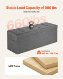 Darrahopens Furniture > Bedroom > Beds & Bed Frames VEVOR Foldable Storage Ottoman Bench, End of Bed Bench with Side Bags, Folding Upholstered Storage Chest Supports 660 lbs, Linen Bed Ottoman with Large Space for Living Room, Bedroom, Entryway, Grey