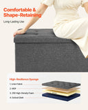 Darrahopens Furniture > Bedroom > Beds & Bed Frames VEVOR Foldable Storage Ottoman Bench, End of Bed Bench with Side Bags, Folding Upholstered Storage Chest Supports 660 lbs, Linen Bed Ottoman with Large Space for Living Room, Bedroom, Entryway, Grey