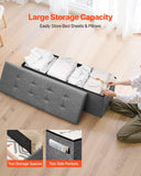 Darrahopens Furniture > Bedroom > Beds & Bed Frames VEVOR Foldable Storage Ottoman Bench, End of Bed Bench with Side Bags, Folding Upholstered Storage Chest Supports 660 lbs, Linen Bed Ottoman with Large Space for Living Room, Bedroom, Entryway, Grey