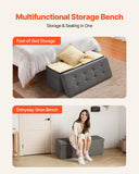 Darrahopens Furniture > Bedroom > Beds & Bed Frames VEVOR Foldable Storage Ottoman Bench, End of Bed Bench with Side Bags, Folding Upholstered Storage Chest Supports 660 lbs, Linen Bed Ottoman with Large Space for Living Room, Bedroom, Entryway, Grey