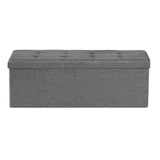 Darrahopens Furniture > Bedroom > Beds & Bed Frames VEVOR Foldable Storage Ottoman Bench, End of Bed Bench with Side Bags, Folding Upholstered Storage Chest Supports 660 lbs, Linen Bed Ottoman with Large Space for Living Room, Bedroom, Entryway, Grey