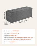 Darrahopens Furniture > Bedroom > Beds & Bed Frames VEVOR Foldable Storage Ottoman Bench, End of Bed Bench with Side Bags, Folding Upholstered Storage Chest Supports 660 lbs, Linen Bed Ottoman with Large Space for Living Room, Bedroom, Entryway, Grey