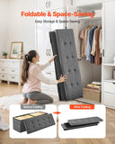 Darrahopens Furniture > Bedroom > Beds & Bed Frames VEVOR Foldable Storage Ottoman Bench, End of Bed Bench with Side Bags, Folding Upholstered Storage Chest Supports 660 lbs, Linen Bed Ottoman with Large Space for Living Room, Bedroom, Entryway, Grey