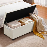Darrahopens Furniture > Bedroom > Beds & Bed Frames VEVOR Storage Ottoman Bench, Button-Tufted End of Bed Bench with Side Bags, Flip-up Upholstered Storage Chest with Metal Frame, Linen Bed Ottoman for Living Room, Bedroom, Entryway, Office, Beige