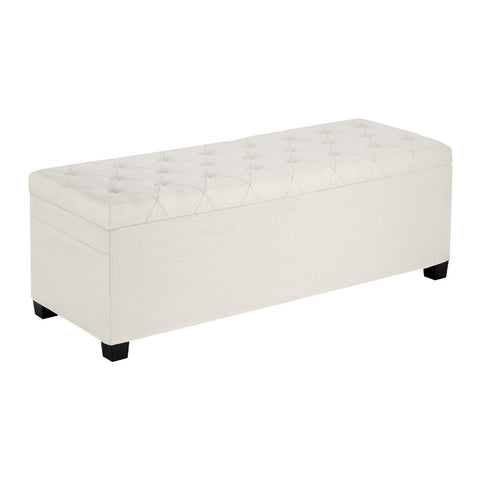 Darrahopens Furniture > Bedroom > Beds & Bed Frames VEVOR Storage Ottoman Bench, Button-Tufted End of Bed Bench with Side Bags, Flip-up Upholstered Storage Chest with Metal Frame, Linen Bed Ottoman for Living Room, Bedroom, Entryway, Office, Beige