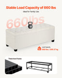 Darrahopens Furniture > Bedroom > Beds & Bed Frames VEVOR Storage Ottoman Bench, Button-Tufted End of Bed Bench with Side Bags, Flip-up Upholstered Storage Chest with Metal Frame, Linen Bed Ottoman for Living Room, Bedroom, Entryway, Office, Beige