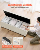 Darrahopens Furniture > Bedroom > Beds & Bed Frames VEVOR Storage Ottoman Bench, Button-Tufted End of Bed Bench with Side Bags, Flip-up Upholstered Storage Chest with Metal Frame, Linen Bed Ottoman for Living Room, Bedroom, Entryway, Office, Beige