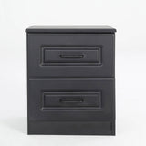 Darrahopens Furniture > Bedroom Bedside Table Side Storage Cabinet Nightstand Bedroom 2 Drawer KEVA BLACK