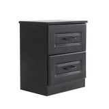 Darrahopens Furniture > Bedroom Bedside Table Side Storage Cabinet Nightstand Bedroom 2 Drawer KEVA BLACK
