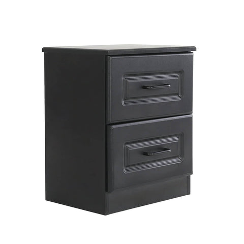 Darrahopens Furniture > Bedroom Bedside Table Side Storage Cabinet Nightstand Bedroom 2 Drawer KEVA BLACK